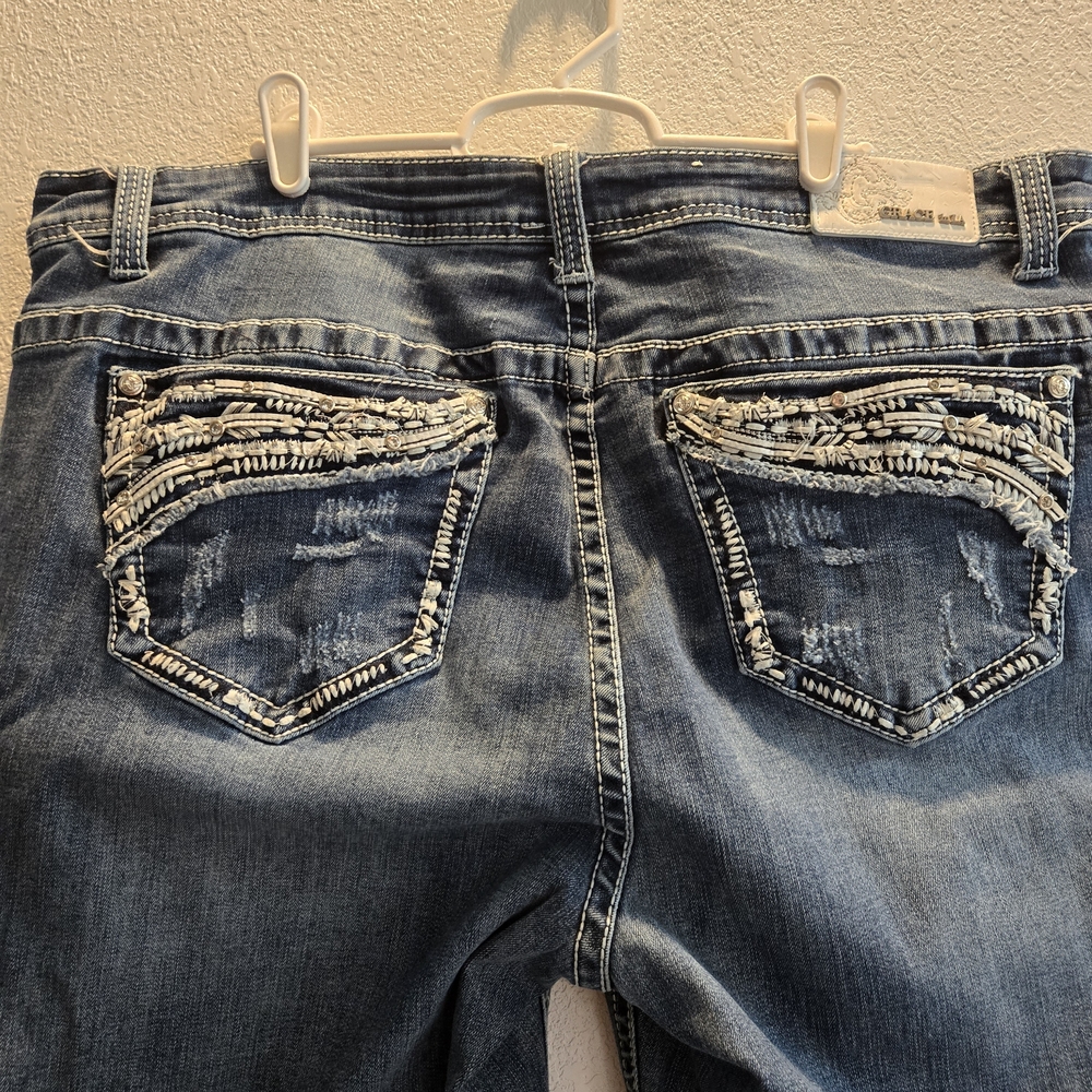 Grace in‎ LA Blue Boot Cut Jeans with Embellished Pockets
